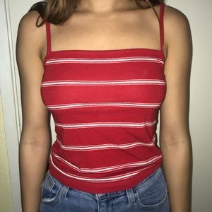 Red and white striped tank